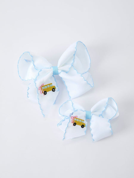 Back-to-school Truck Applique Girls Hairpin 4 Inches/6.25 inches - Little Miss Marmalade