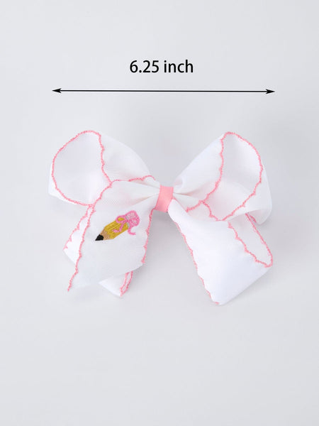 Back to School Yellow Pencil Bow Hair Clip 6.25 Inch - Little Miss Marmalade
