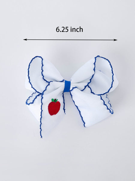 Back to School Apple Bow Hair Clip 6.25 Inch - Little Miss Marmalade