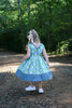 Vintage Teal Garden Picnic Dress w/ Hairbow