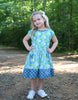 Vintage Teal Garden Picnic Dress w/ Hairbow
