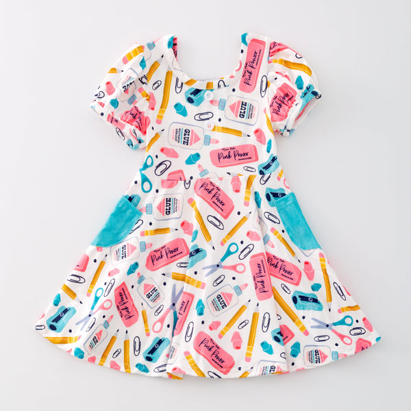 Back to School "Cute School Supplies" Playwear Dress