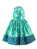 Vintage Teal Garden Picnic Dress w/ Hairbow