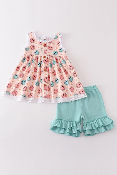 Smiley Girl Playwear Set w/ Hair Bow