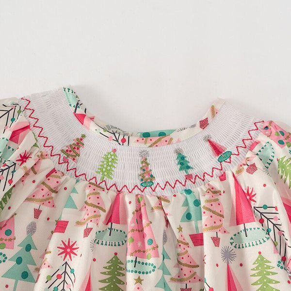 Christmas Smocked Vintage Tree Dress 12/18M