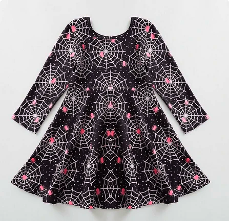 Halloween Black Pink Spider Dress