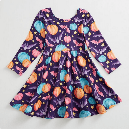 Halloween Pumpkin & Bats Dress