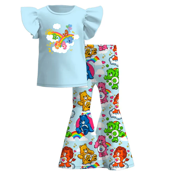 Girls Blue Bear Playwear Set w/ Hair Bow