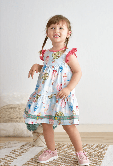 Balloon Festival Tiered Play Wear Dress w/ Hair Ciip