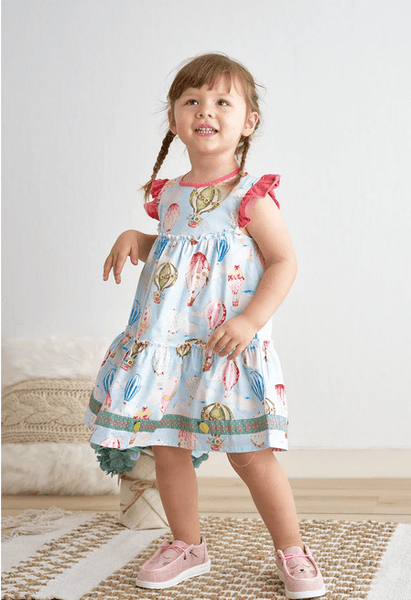 Balloon Festival Tiered Play Wear Dress w/ Hair Ciip