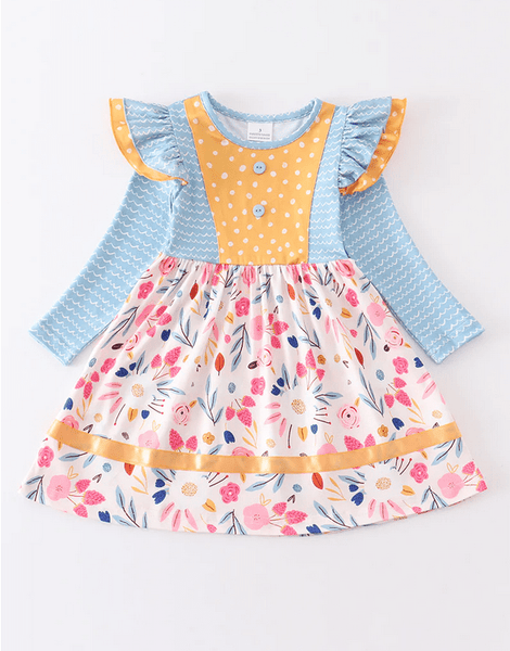 Fall Floral Long Sleeved Playwear Dress