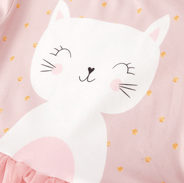 Valentine's Day Pink Kitty Tutu Play Wear Dress w/ Hair Bow | Little Miss Marmalade