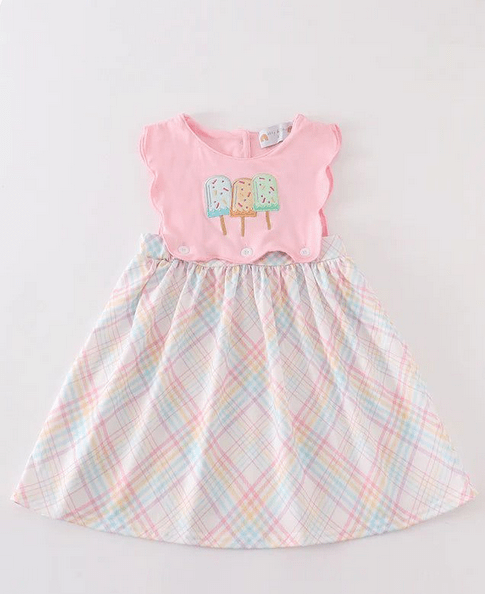 Sweet Popsicle Pinnafore Playwear Dress w/ Hair Bow