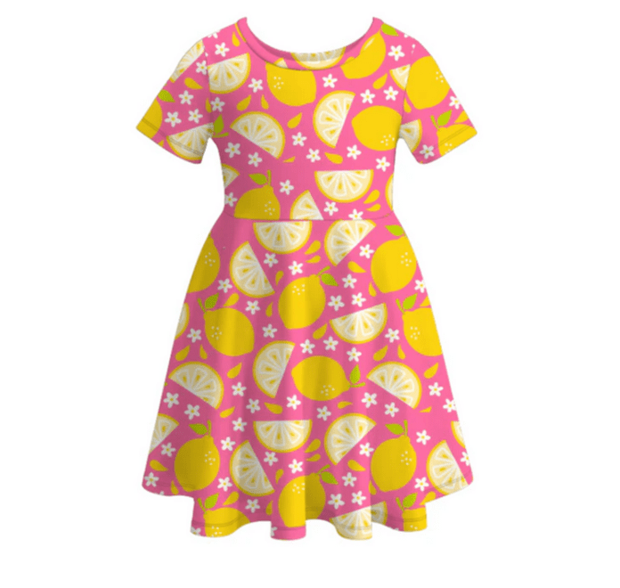 Lemon Slice Summer Play Wear Dress w/ Hair Bow