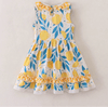Lemon Print Sleeveless Ruffles Play Wear Dress w/ Hair Bow