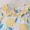 Lemon Print Sleeveless Ruffles Play Wear Dress w/ Hair Bow