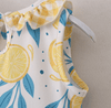 Lemon Print Sleeveless Ruffles Play Wear Dress w/ Hair Bow