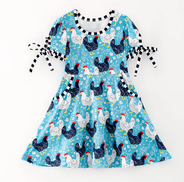 Cute "Feathered Friend" Play Wear Dress w/ Hair Bow