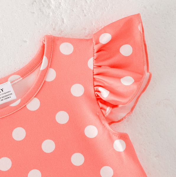 Coral Polka Dot Summer Play Wear Dress 1-2 Year Coral Polka Dot Summer Play Wear Dress 1-2 Year