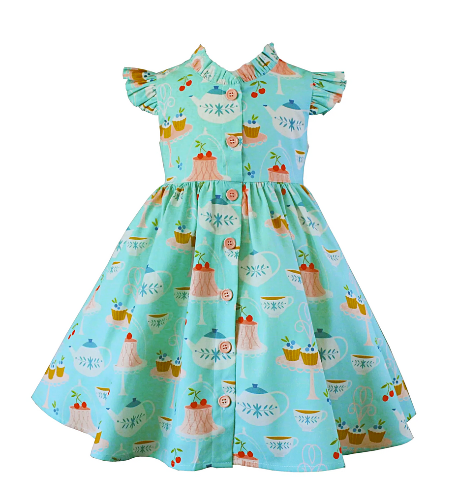 "High Tea" Vintage Glen Park Dress W/ Hair Bow