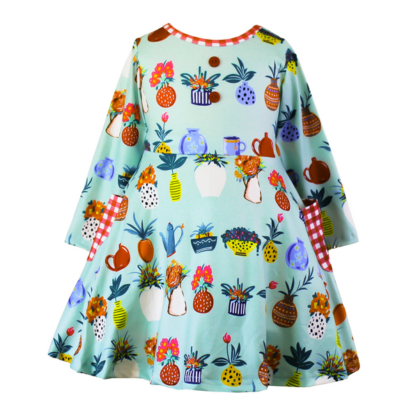 Spring Long Sleeved Flower Pot Playwear Dress