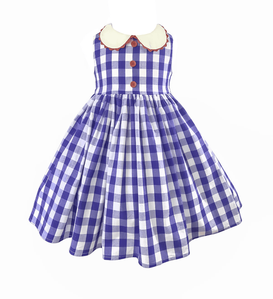 Vintage Alabama Blue Gingham Dress w/ Hair Bow - Little Miss Marmalade