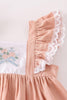 Peach Embroidered Linen Ruffle 2pcs Set w/ Hair Bow