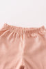 Peach Embroidered Linen Ruffle 2pcs Set w/ Hair Bow