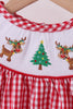 Christmas Red Gingham Smocked Reindeer Play Wear Dress