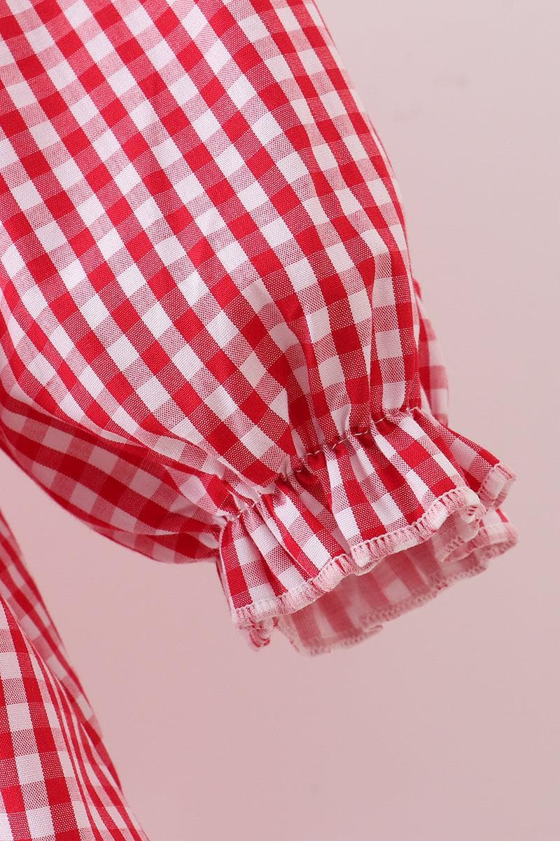 Christmas Red Gingham Smocked Reindeer Play Wear Dress 12M Christmas Red Gingham Smocked Reindeer Play Wear Dress 12M