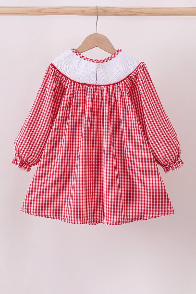 Christmas Red Gingham Smocked Reindeer Play Wear Dress 12M Christmas Red Gingham Smocked Reindeer Play Wear Dress 12M