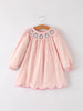 Autumn Halloween Light Pink Ghost Embroidery Smock Girl Dress - Little Miss Marmalade