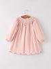 Autumn Halloween Light Pink Ghost Embroidery Smock Girl Dress - Little Miss Marmalade