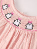 Autumn Halloween Light Pink Ghost Embroidery Smock Girl Dress - Little Miss Marmalade