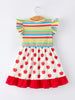 Back to School Apple Stripe Girls Ruffle Dress