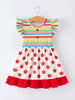 Back to School Apple Stripe Girls Ruffle Dress