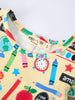 Back to School Alphabet Number Girls Dress Ruffle Sleeve
