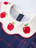 Back To School Apple Plaid Girls Dress Scallop Hem Bow