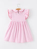 Girls Back To School Apple Applique Twirl Dress Ruffle Petal Collar