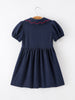 Back to School Apple Applique Girls Dress Petals Collar