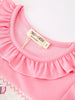 Back To School Embroidery Girls Dress Bow Ruffle Puff Sleeve