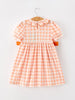 Halloween Pumpkin Plaid Bow Girls Dress