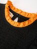 Girls Halloween Dog Pumpkin Applique Dress Puff Sleeve