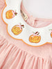 Halloween Pumpkin Applique Girls Puff Sleeve Dress
