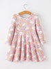 Halloween Ghost Print Girls Twirl Dress Long Sleeve