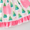 Christmas Pink Ruffle Tree Dress w/ Hair Bow