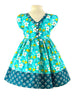 Vintage Teal Garden Picnic Dress w/ Hairbow