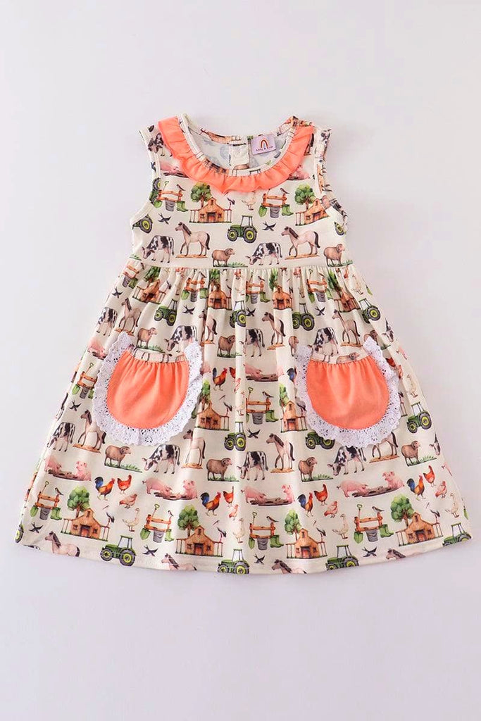 Home on the Farm Playwear Dress w/ Hair Bow