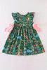 Kitten in the Garden Green Playwear Dress w/ Hair Bow