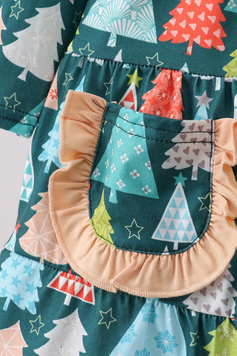 christmas dress with pockets Holly Jolly Christmas 3/4 Sleeve Pocket Twirl Dress 4T